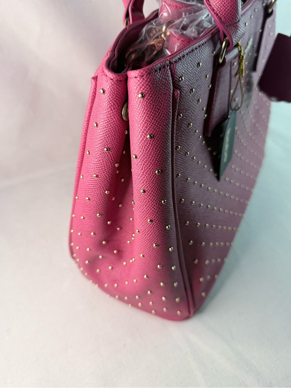 bebe Raspberry Pink Studded Tote - Picture 6 of 13